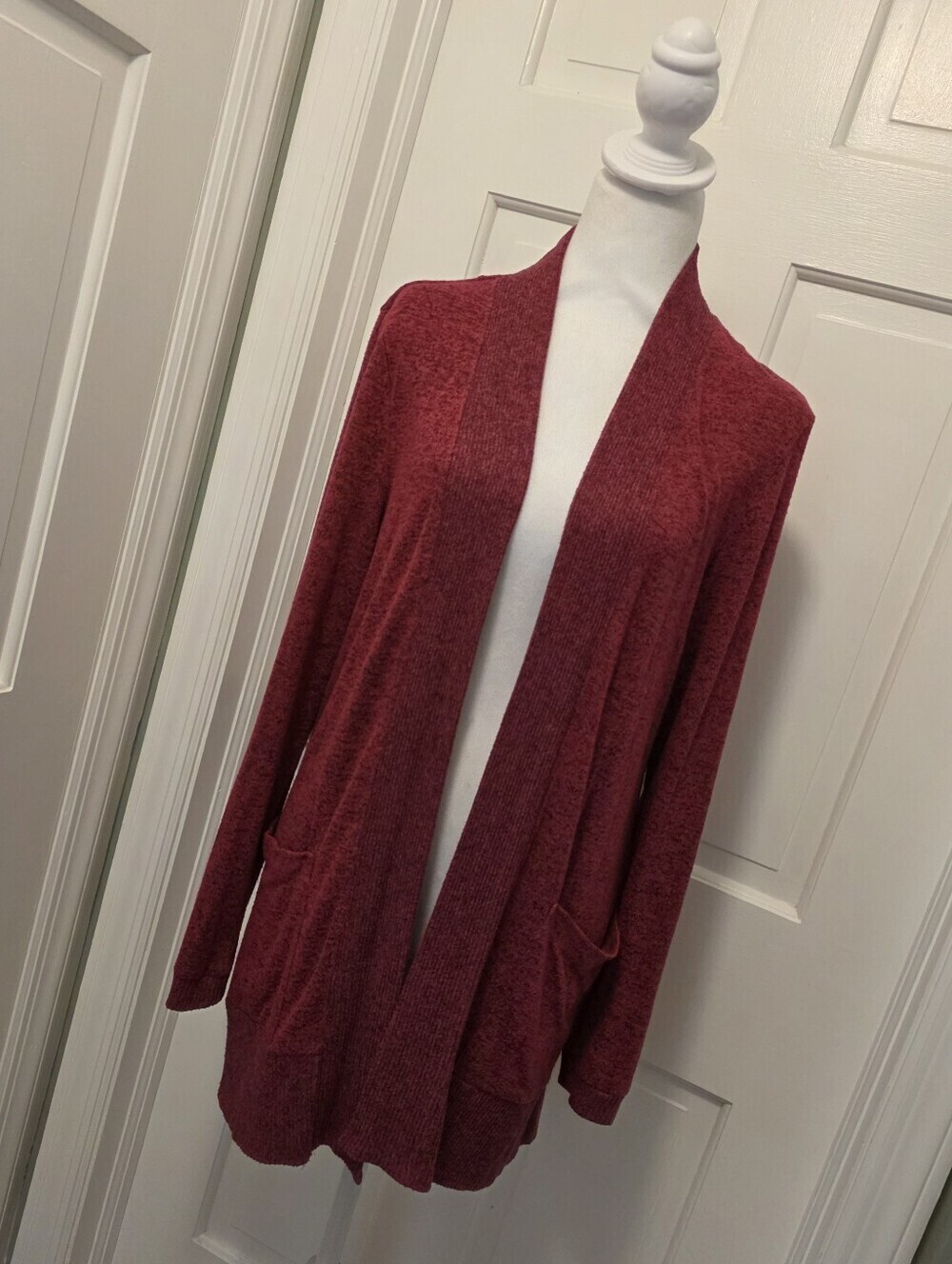Bobeau Open-Front Marled Knit Cardigan with Pockets Size Medium, Casual, Soft